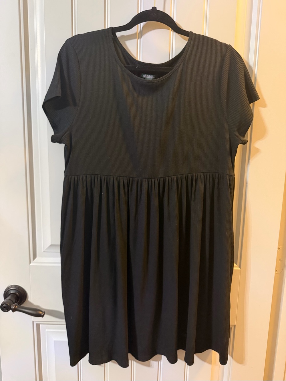 wild fable Black Ribbed Short Sleeve Dress